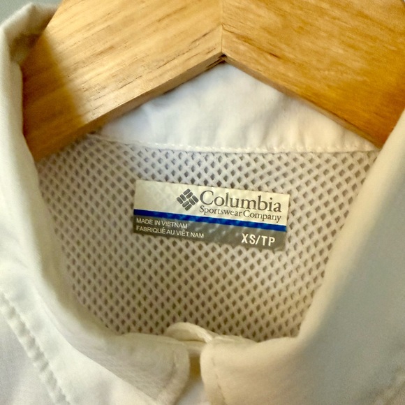 Columbia PFG Tamiami Lightweight Sleeveless Button-Front Shirt White Golf Tennis - Picture 6 of 9